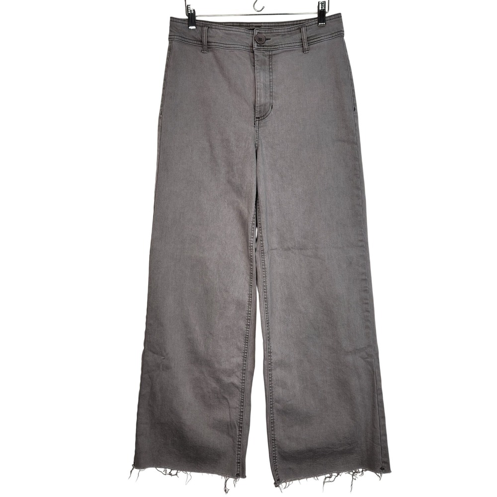 OAT NEW YORK Wide Leg Pants Womens 8/29 Gray Raw Hem High Rise